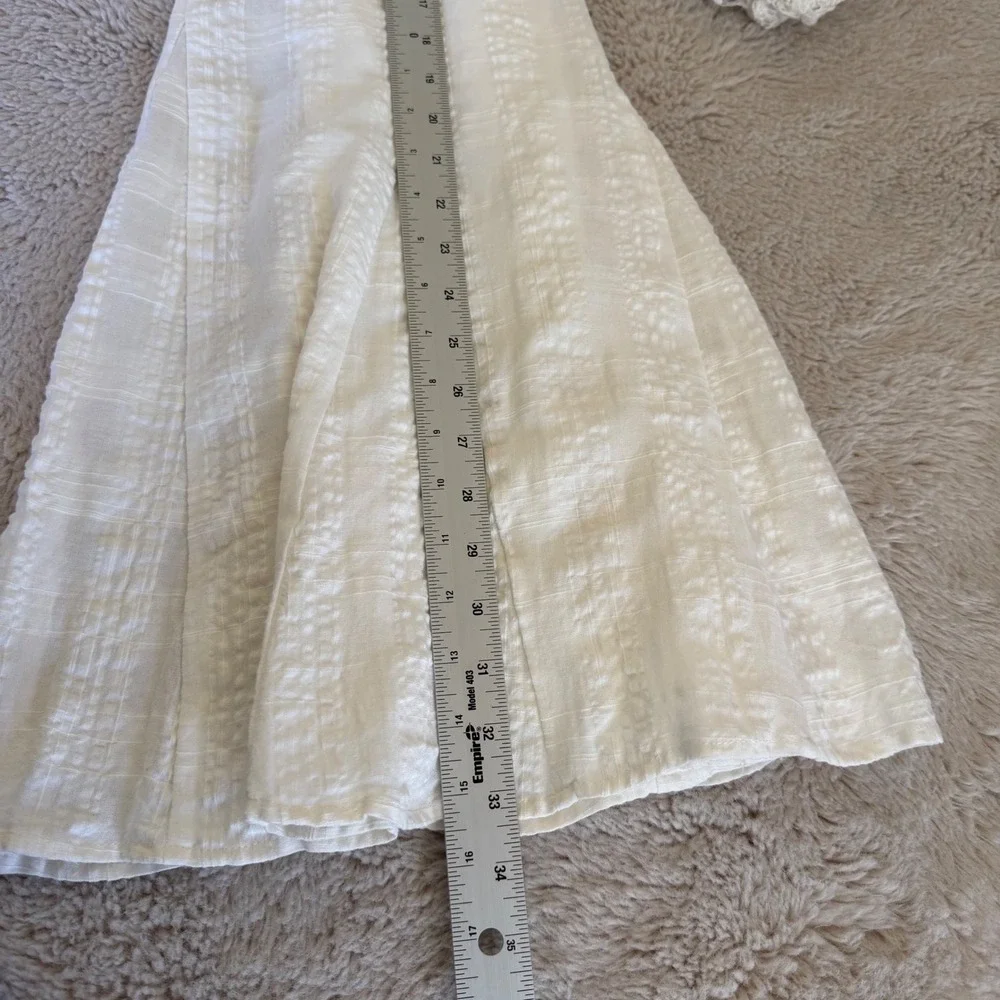 White Gauze Lace Dress Boho Peasant Square Neck Feminine Mori Girl Cottagecore‎